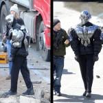 Primeros planos de Ojo de Halcón, Bruja Escarlata y Mercurio en el rodaje de Los Vengadores: La Era de Ultrón Rodaje de Los Vengadores: La Era de Ultrón