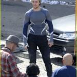 Primeros planos de Ojo de Halcón, Bruja Escarlata y Mercurio en el rodaje de Los Vengadores: La Era de Ultrón Rodaje de Los Vengadores: La Era de Ultrón