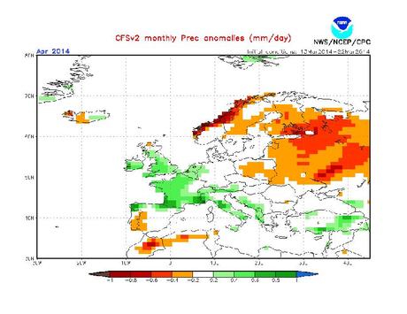 Previsión meteorológica Abril y Mayo 2014 según la NOAA y ECMWF