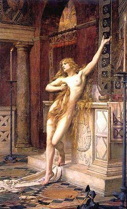 Hipatia, imaginada por el pintor prerrafaelista inglés Charles William Mitchell (1885)