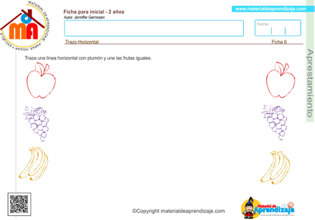 Aprestamiento para 2 años: Trazo horizontal 06 Aprestamiento 2 años - trazo horizontal