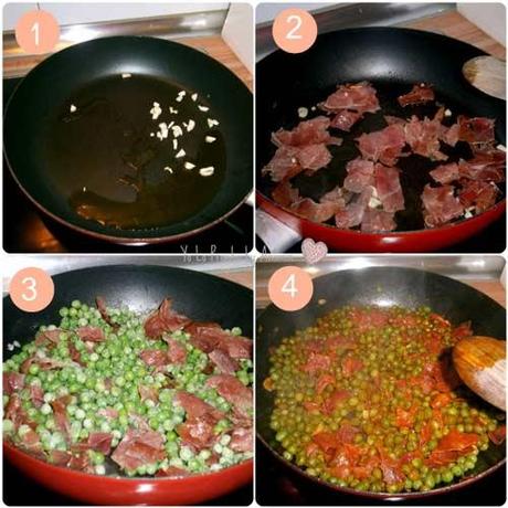 Guisantes con Jamón Maximiliano al toque de tomate guisantesconjamon