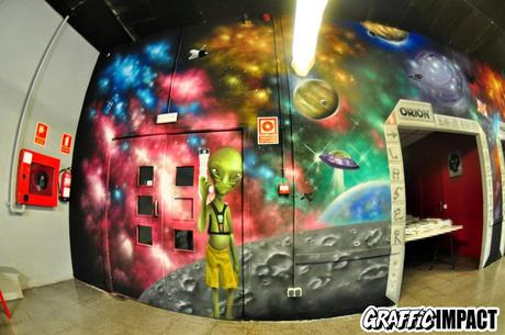 Mural universo en Laser quest Mataró Mural universo en Laser quest Mataró