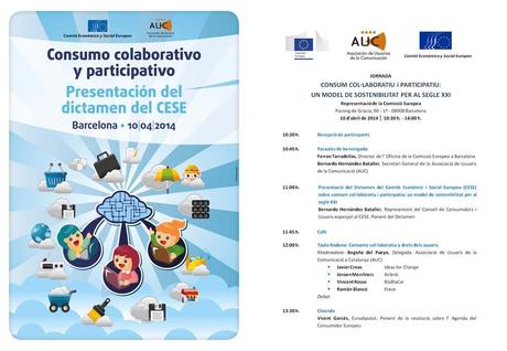 Presentación del dictamen del CESE MAD(09/04), BCN(10/04) BARCELONA Programa Jornada Consumo Colaborativo 1000 Presentación del dictamen del CESE MAD(09/04), BCN(10/04)