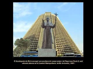 Mario Marel Agostinelli Fernández Dávila y su escultura de Juan Pablo II en la Catedral de Río de Janeiro