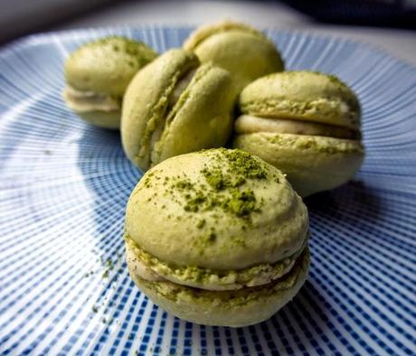 Macarons de té verde matcha y vainilla Macarons de té verde matcha y vainilla