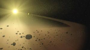 Impresión artística del cinturón de asteroides. Crédito: NASA/JPL-Caltech 