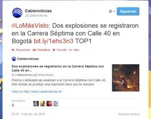 La noticia aumentó el tráfico hacia el sitio web de Cablenoticias y fue etiquetado en su Twitter como #LoMasVisto.
