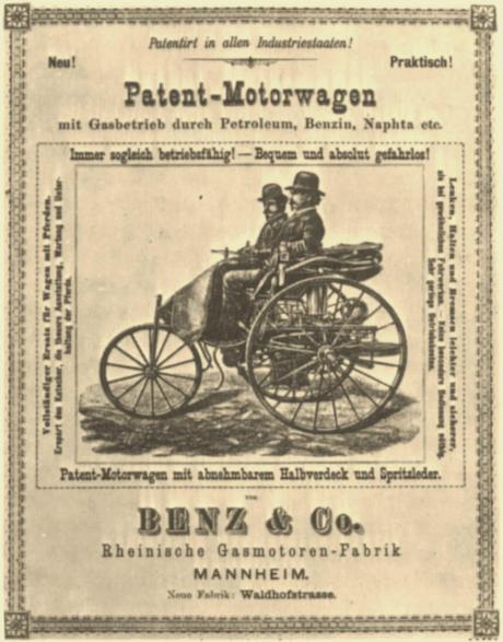 La primera publicidad de un automóvil