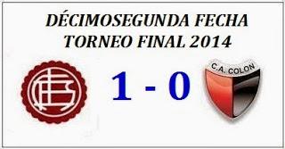 Lanús:1 - Colón:0  (Fecha 12°)