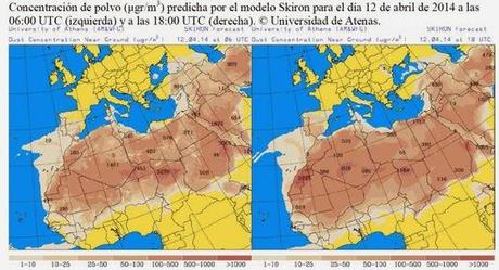 España: Previsión de intrusión de polvo africano 16 de abril de 2014