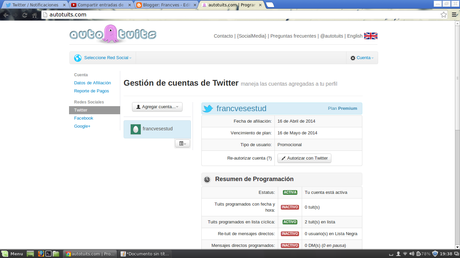Compartir entradas de blogs automáticamente cada 10 minutos a través de twitter Compartir entradas de blogs automáticamente cada 10 minutos a través de twitter