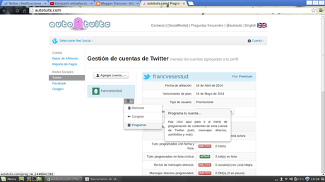 Compartir entradas de blogs automáticamente cada 10 minutos a través de twitter Compartir entradas de blogs automáticamente cada 10 minutos a través de twitter