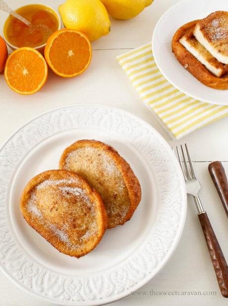 Torrijas de leche...Con almíbar a la naranja.