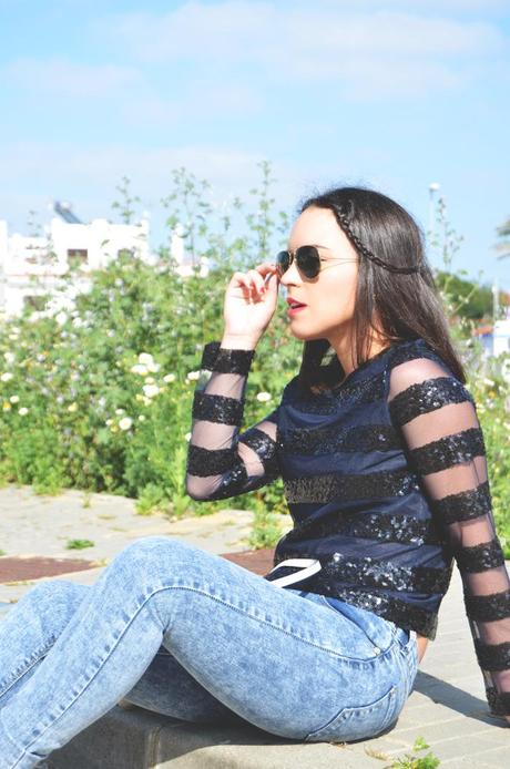 Outfit | Blue casual paillettes Outfit | Blue casual paillettes