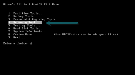 Hiren's Boot VI: Dos Programs, Recovery Tools