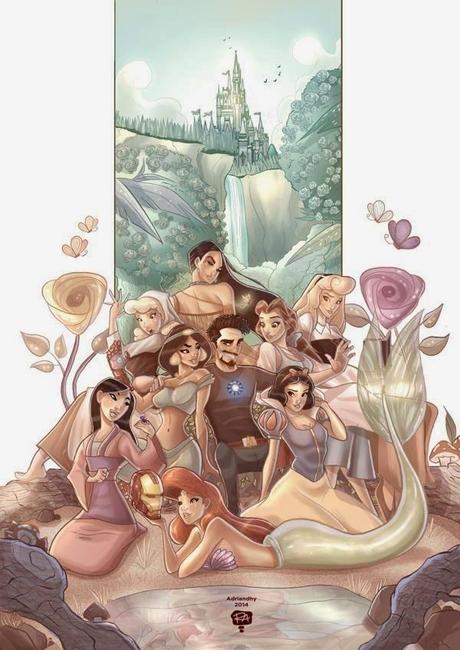 TONY STARK EN COMPAÑÍA DE PRINCESAS DISNEY Y COQUETEANDO