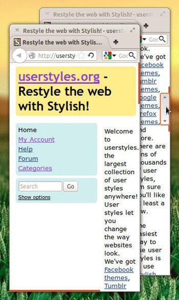 http://userstyles.org/styles/80900/fake-ubuntu-unity-overlay-scrollbar