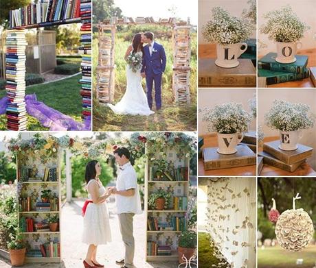 Decorar la ceremonia de una boda con libros