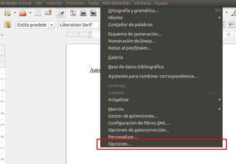Como configurar el autoguardado en LibreOffice
