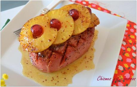 Paleta de Jamón con Piña Asado con salsa de mostaza y miel. Paleta de Jamón con Piña Asado con salsa de mostaza y miel.