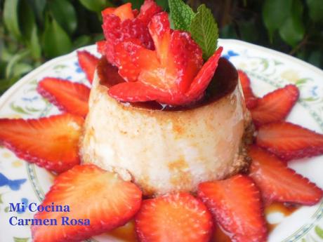 FLAN DE FRESAS (SIN HUEVO)