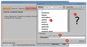 Importar o exportar imágenes en Lihuen con TuxPaint. Importar o exportar imágenes en Lihuen con TuxPaint.