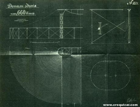 Plano original del ingeniero para el pabellón.