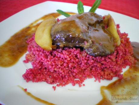 Carrilladas ibéricas al Oporto sobre cuscús de remolacha Carrilladas ibéricas al Oporto sobre cuscús de remolacha