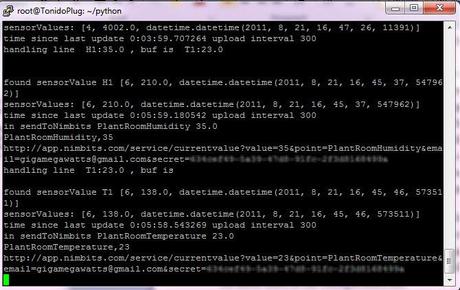 Python consola de recepción de datos de sensor Enviando datos a Nimbits con Netduino a traves de Xbee