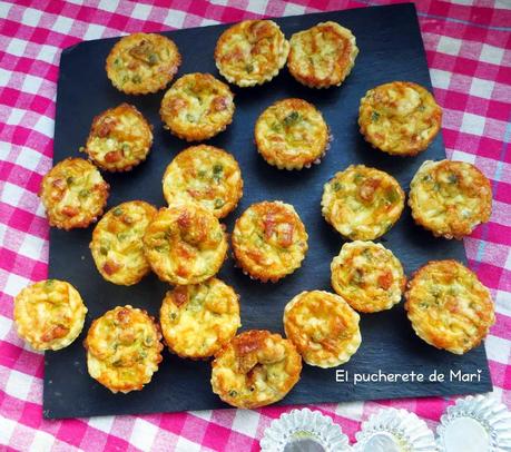 MINI TARTALETAS DE GUISANTES Y BACON