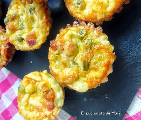 MINI TARTALETAS DE GUISANTES Y BACON