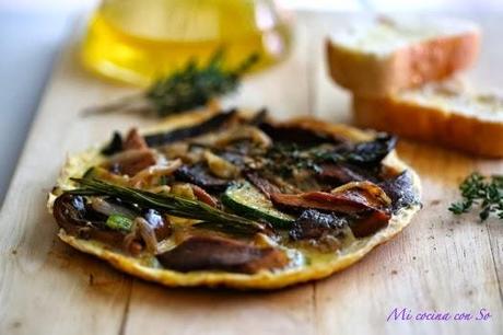 TORTILLA DE SETAS CON CEBOLLA Y CALABACÍN: TORTILLA DE SETAS CON CEBOLLA Y CALABACÍN: