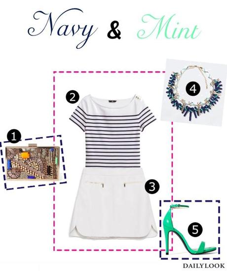 How To Wear It: Navy striped t-shirt Beautysets - navy and mint