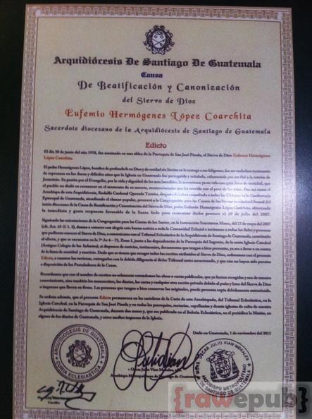 Edicto: Causa de Beatificación y Canonización, Eufemio Hermógenes López Coarchita