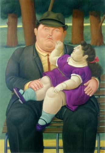 hombre y niña obesos