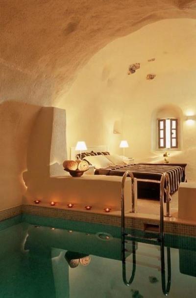 This is my dream bedroom. If you can't sleep dive in the pool and swim until your tired.