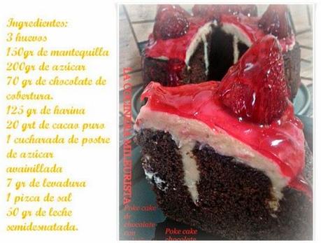 Poke Cake chocolate jelly and custard/ Poke Cake de gelatina y crema pastelera Poke Cake chocolate jelly and custard/ Poke Cake de gelatina y crema pastelera