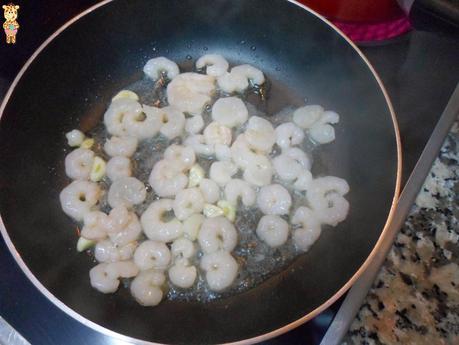 Pasta con gambas