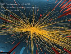 El LHC observa pistas del Universo primitivo Imagen simulada del experimento CMS que muestra posibles pistas del Universo primitivo