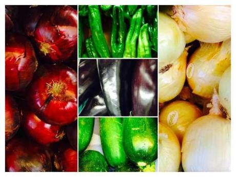 Parrillada de verduras de temporada al horno con mozzarella Cebollas, berenjenas, calabacines_Fotor