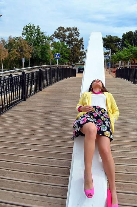 colorido colorido, playa, nules, colorful, falda, flores, amarillo, rosa, fucsia, yellow, trendy accessories, trendy