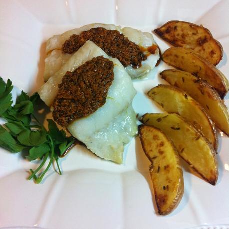 Bacalao Fresco Al Horno Con Pesto Rojo