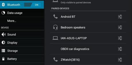 Algunos trucos para sincronizar su reloj inteligente smartq-Z1 Android device is now paired with Zwatch
