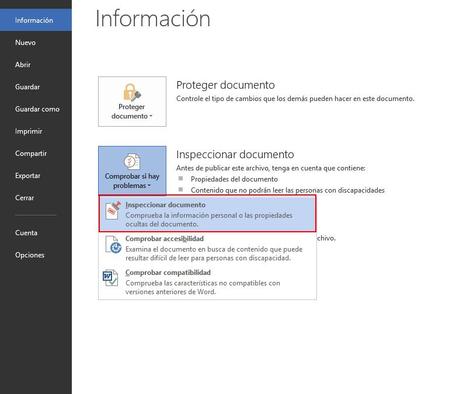 Como borrar tus datos personales en los documentos de Office