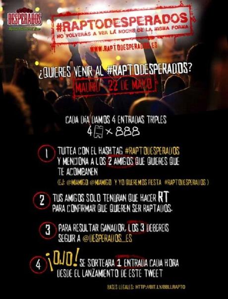 #RaptoDesperados, la cerveza Desperados te rapta para llevarte de fiestas en un lugar desconocido Desperados