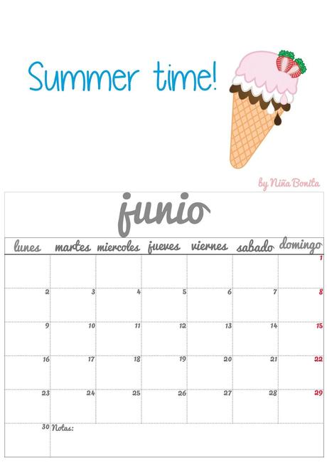 Imprimible: Calendario Junio 2014
