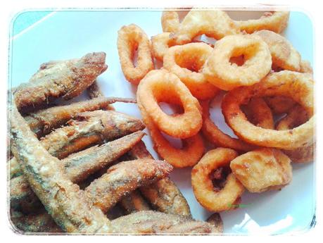 Calamares y gueldes fritos Calamares y gueldes fritos