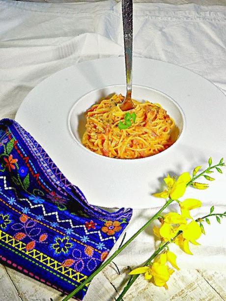 Espagueti cremosos a la sobrasada con bacon Espagueti cremosos a la sobrasada con bacon