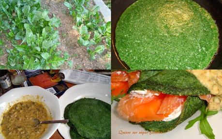 Tortilla de acelgas enrollada con salmón ahumado Tortilla de acelgas enrollada con salmón ahumado